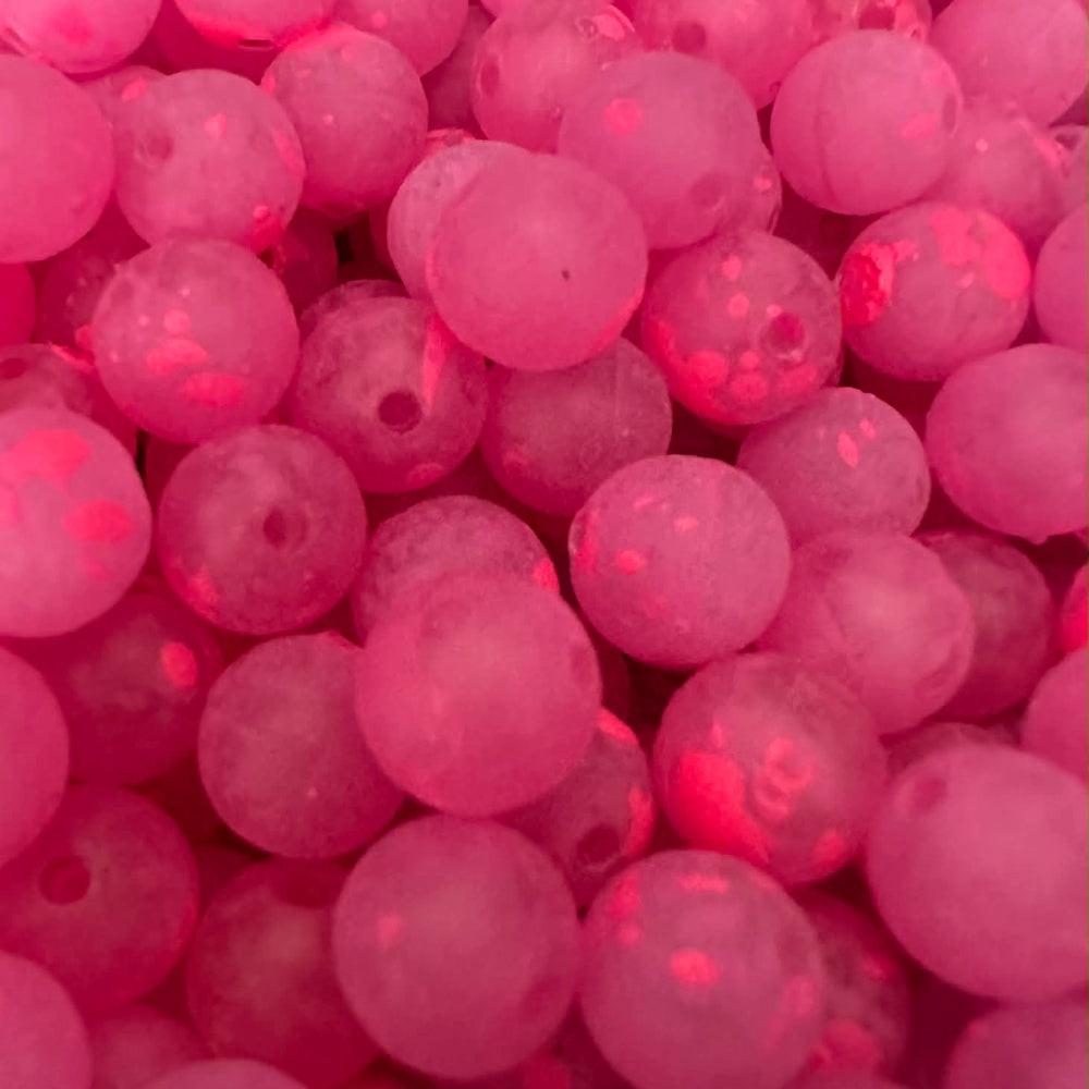 Teddy Berry UV glow plastic fishing beads—pink round beads