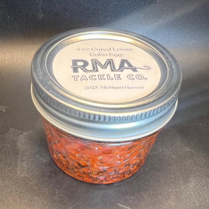 Cured loose coho salmon eggs jar (4 oz), 2025 harvest, lid label