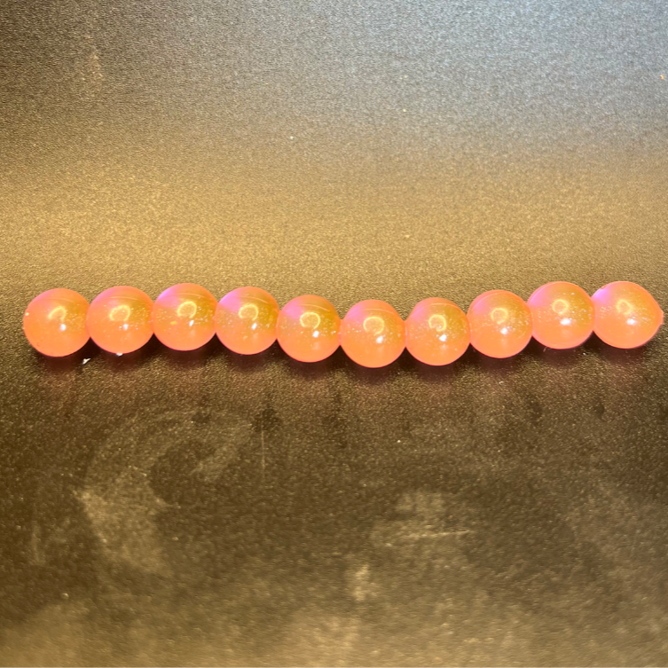 River Rose soft plastic beads for salmon & steelhead, translucent orange beads