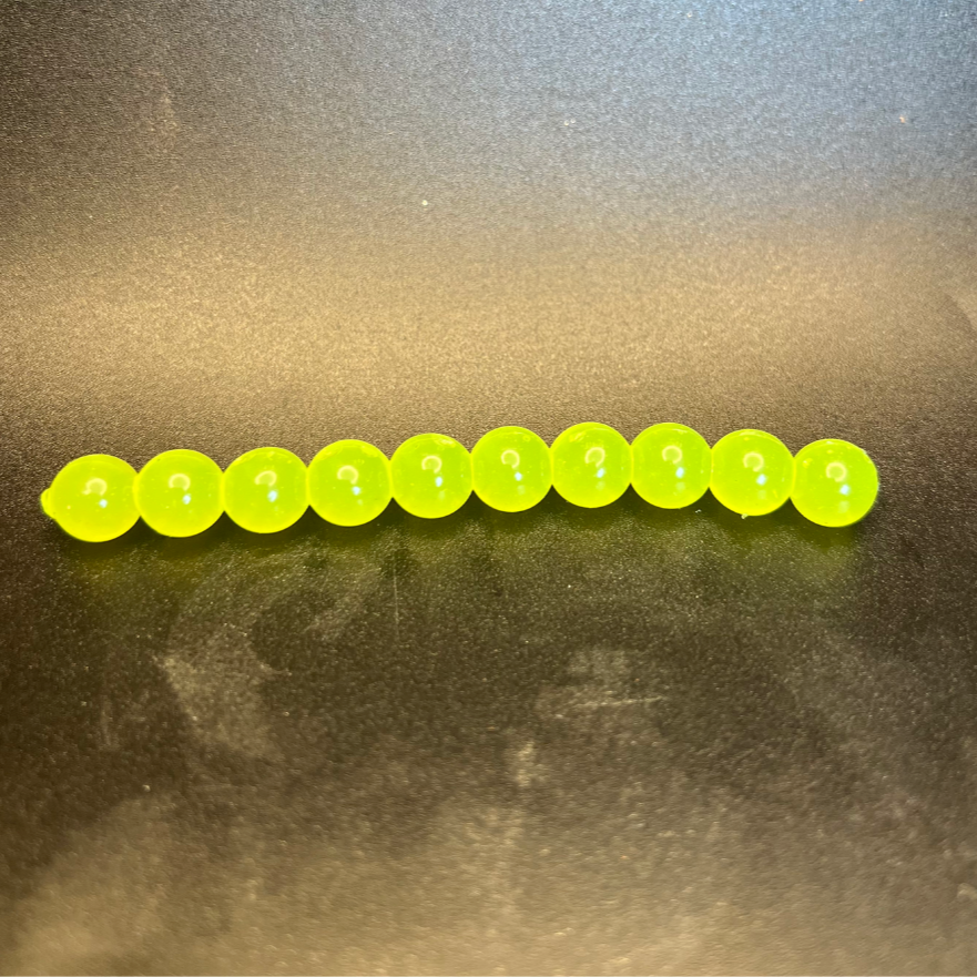 Chartreuse soft plastic beads fishing bait for salmon & steelhead