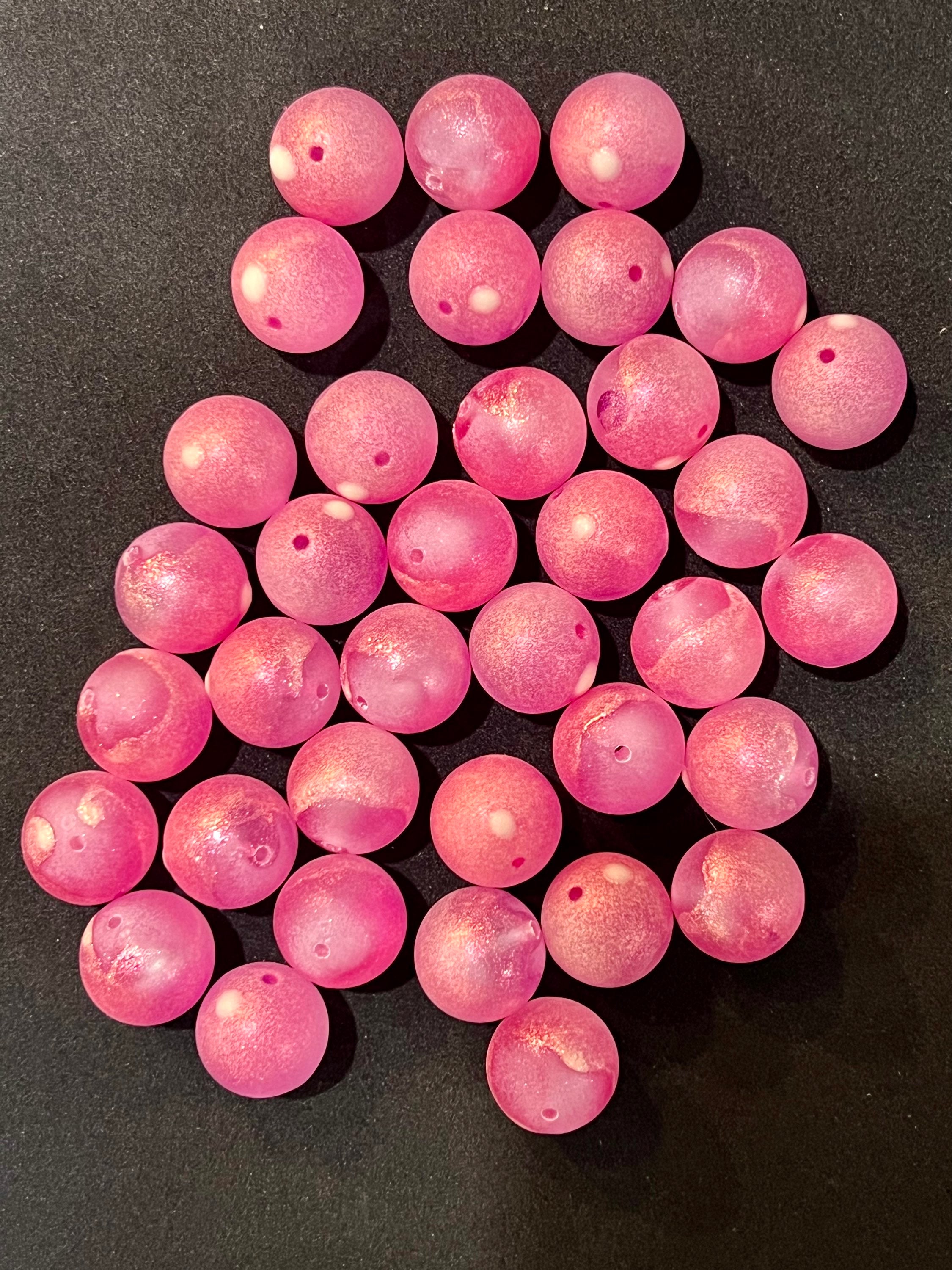 UV-Fishingbeads 14&16mm, pink leuchtende Kunststoffperlen, viele Stück