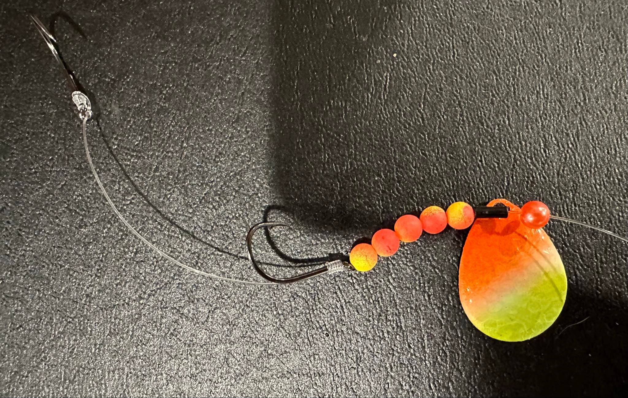 “Tequila Sunrise” Glow in the dark Crawler Harness With #4 blade & Owner hooks image 0