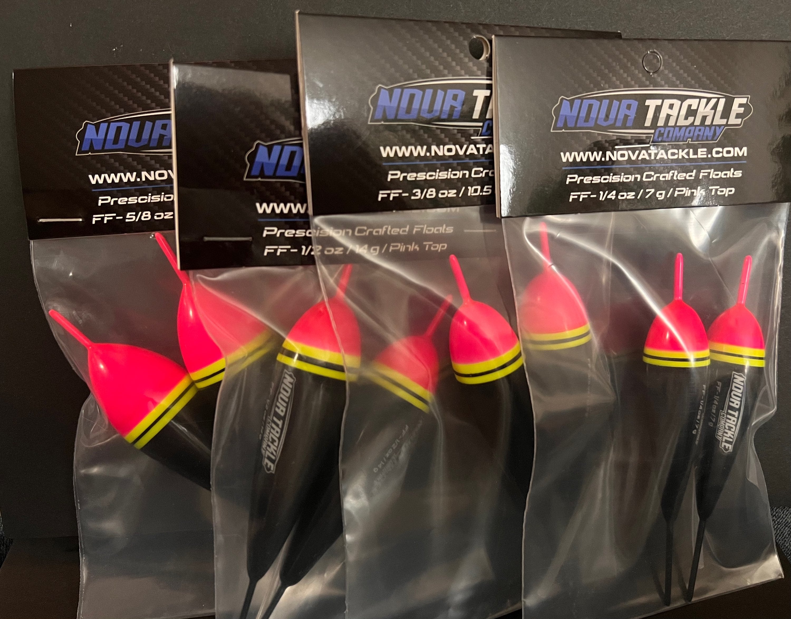 Nova Tackle fixed floats 2-pack, pink tops with yellow/black bands
