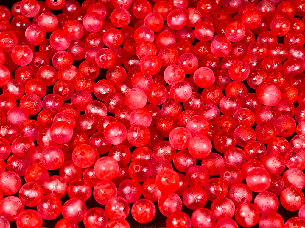 Cherry Freeze UV fishing beads in red, glossy round beads with side/center holes