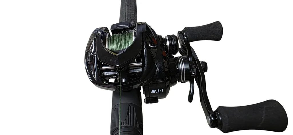 NTX 175HS baitcaster reel with 8.1:1 marking, black frame and green spool