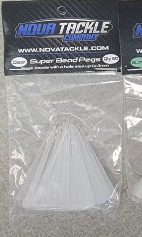 Clear bead pegs pack of 50, transparent peg beads for fishing tackle