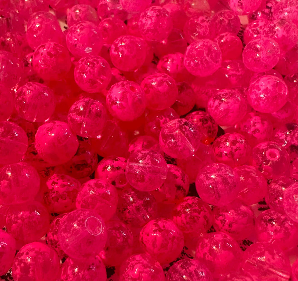 Pinkfarbene Glasfischerperlen, runde Kugelperlen (viele Stück)