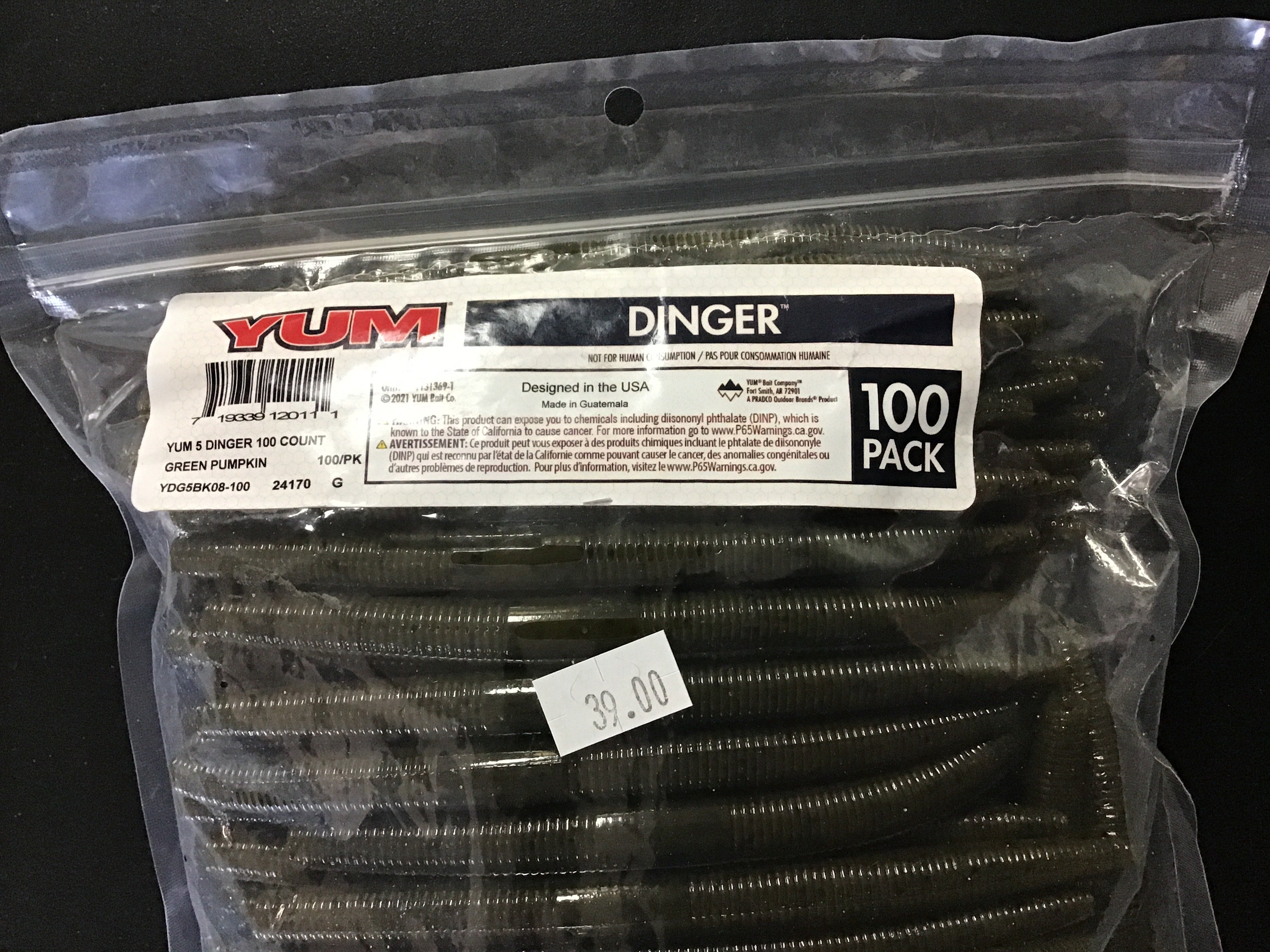 GP Yum Dinger 5” 100pk green pumpkin