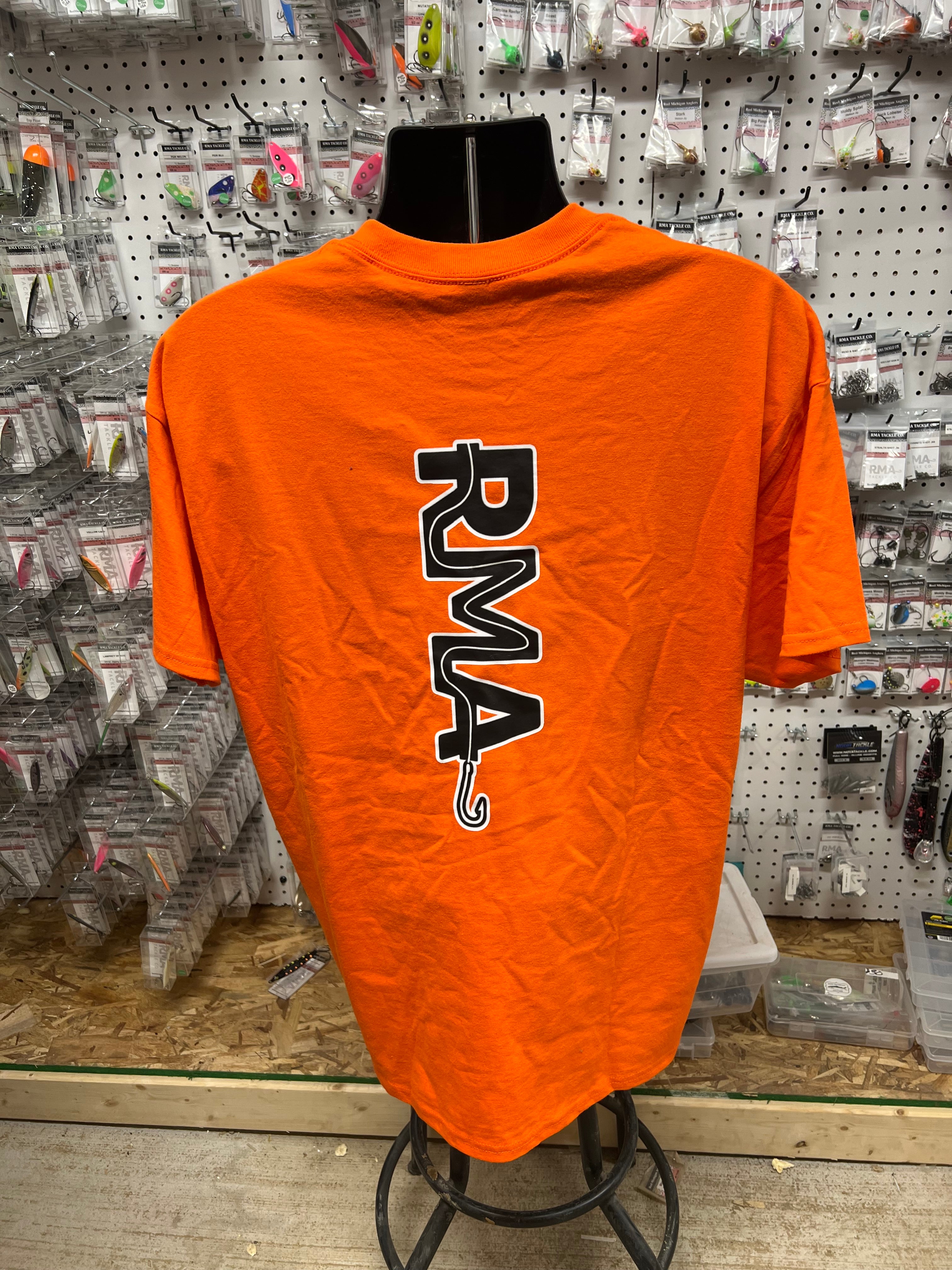 Orange XL RMA T-shirt back with large RMA graphic