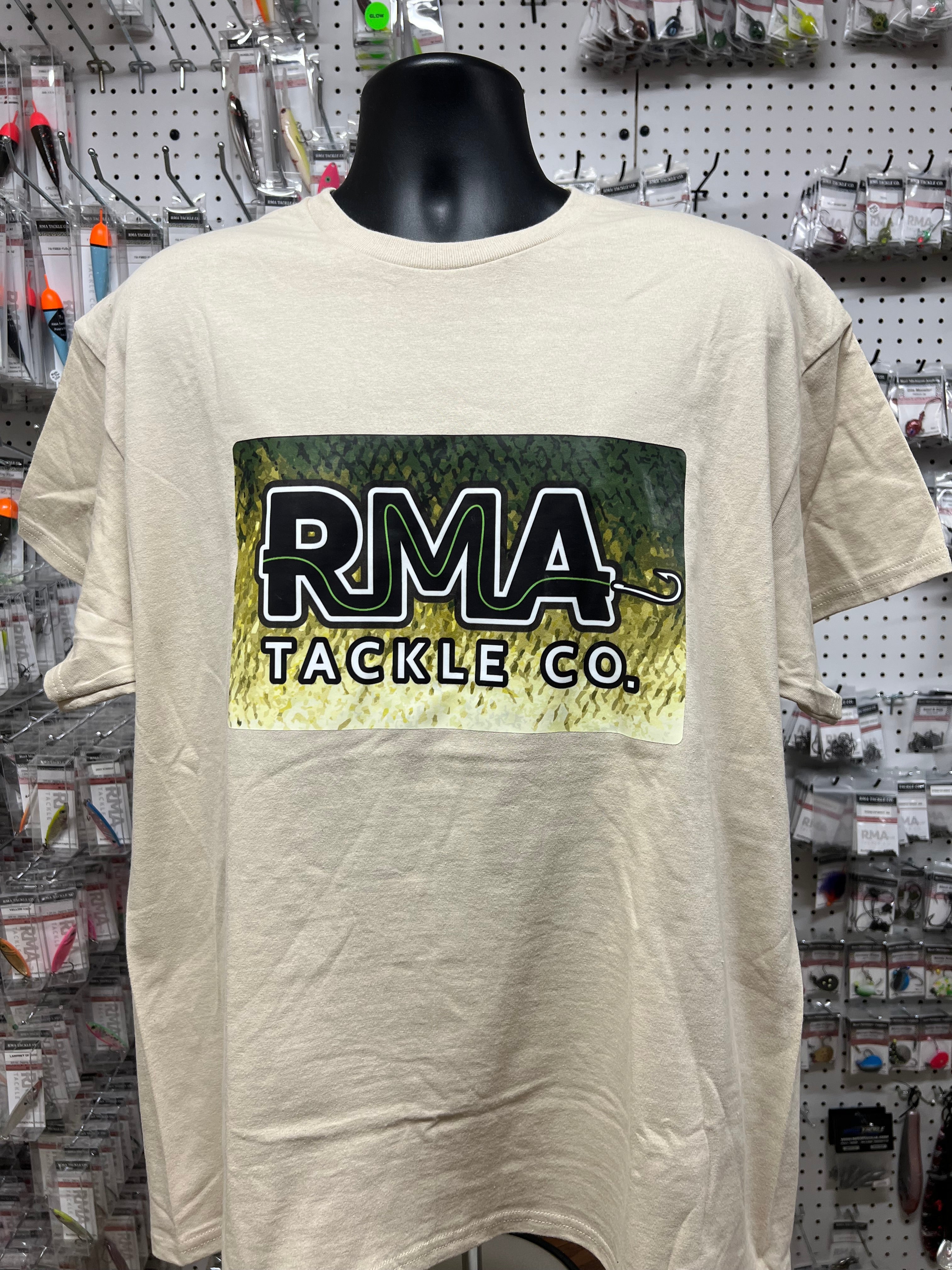 Large RMA Tackle Co T-shirt, off-white, front graphic logo