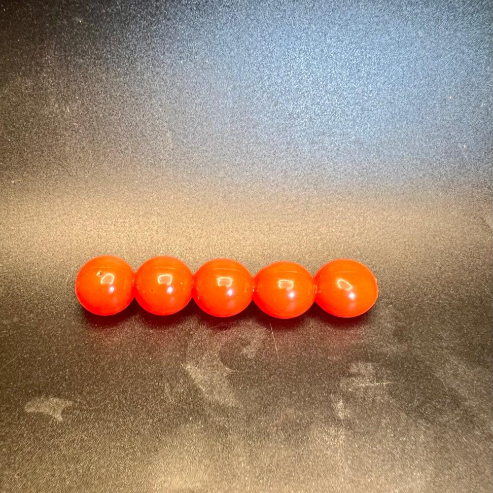 Orange Kool Aid soft plastic fishing beads for salmon & steelhead, 5 beads