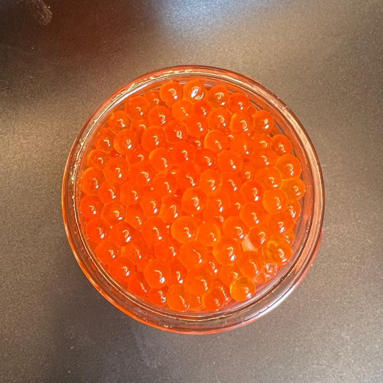 Loose coho salmon eggs in jar, vivid orange, 2025 harvest, 4 oz