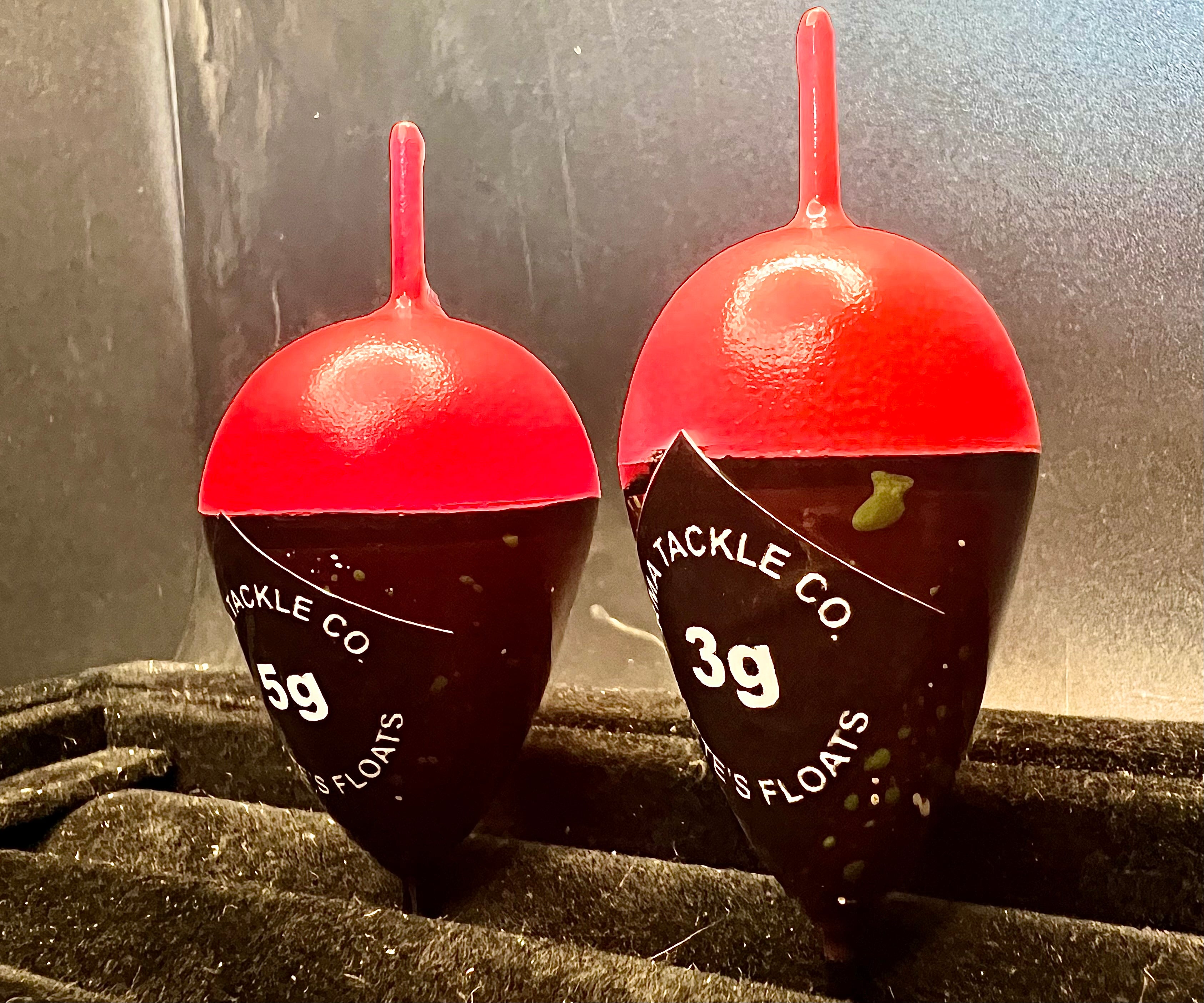 Acorn fixed-float bobbers with orange tops, 5g and 3g