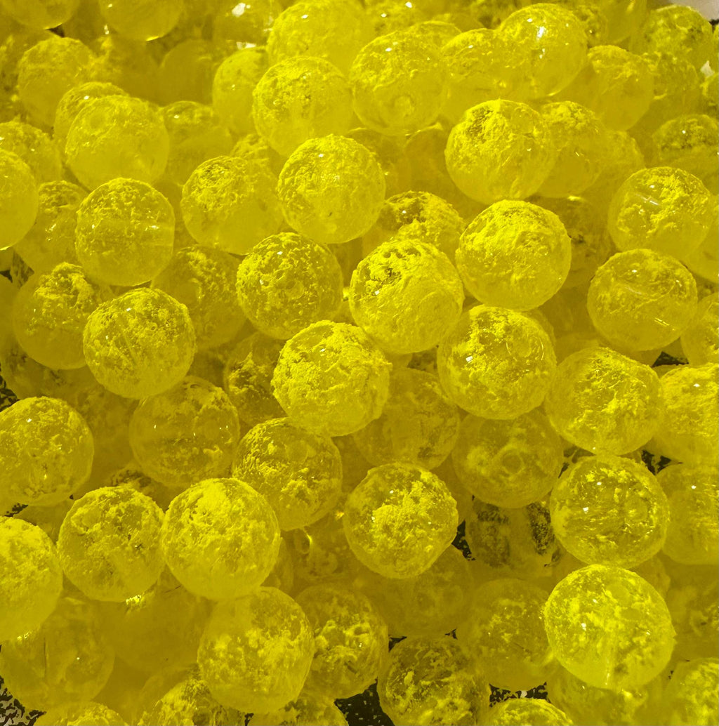 Yellow glass steelhead fishing beads, round 8mm