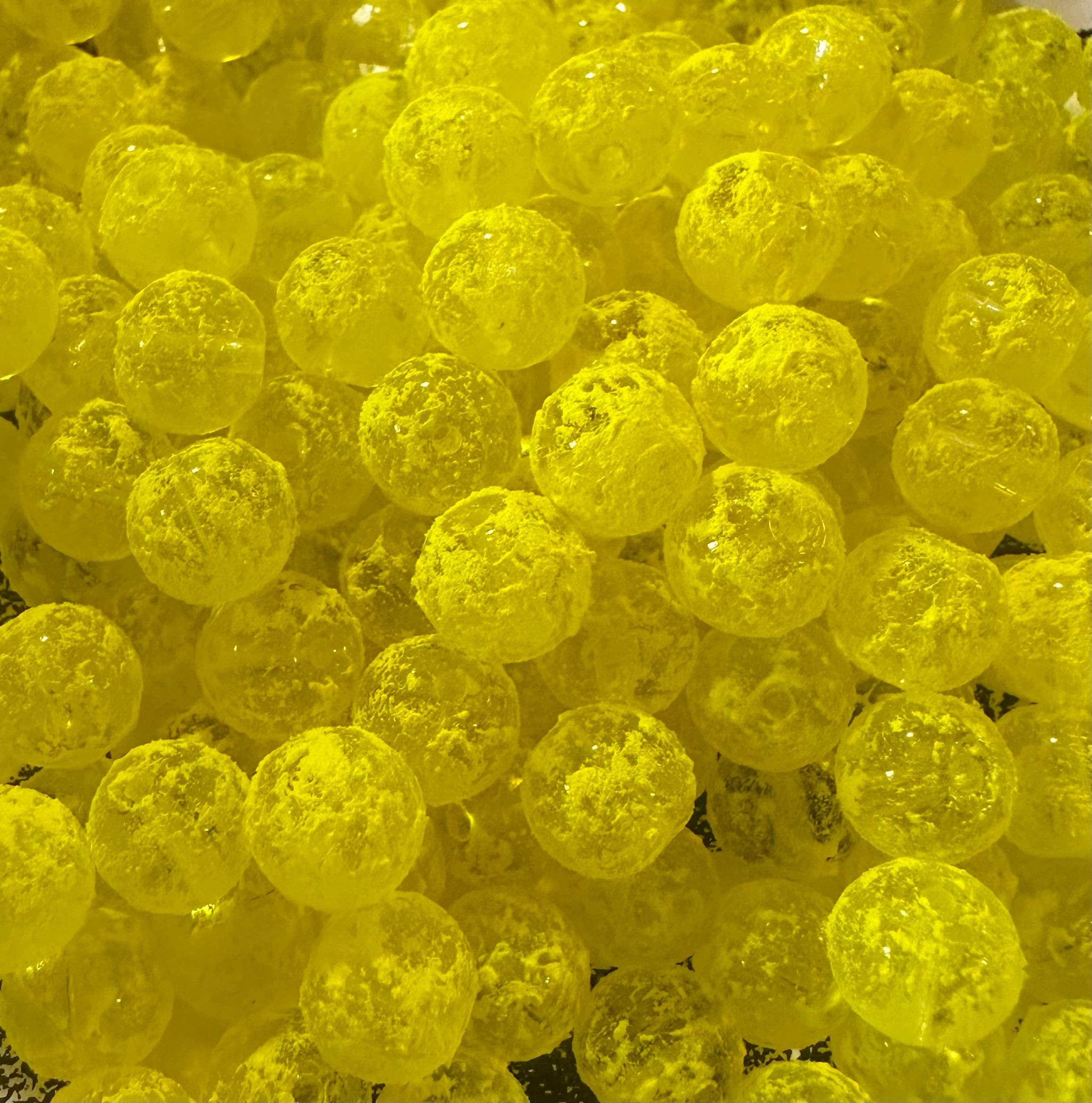 Yellow glass steelhead fishing beads, round 8mm