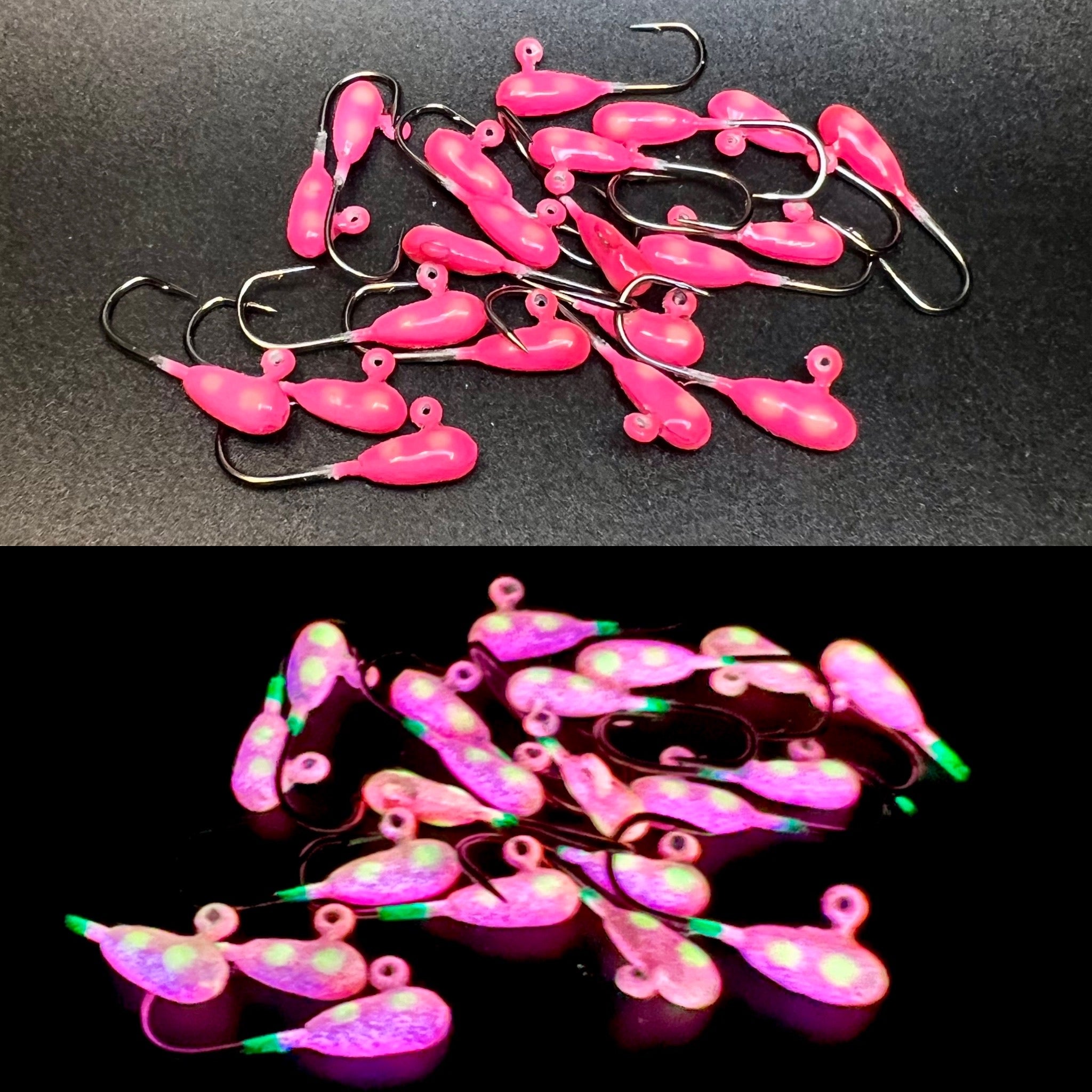 Glowzilla pink triple glow UV tube jig #6 with 3X strong hooks, multiple pieces
