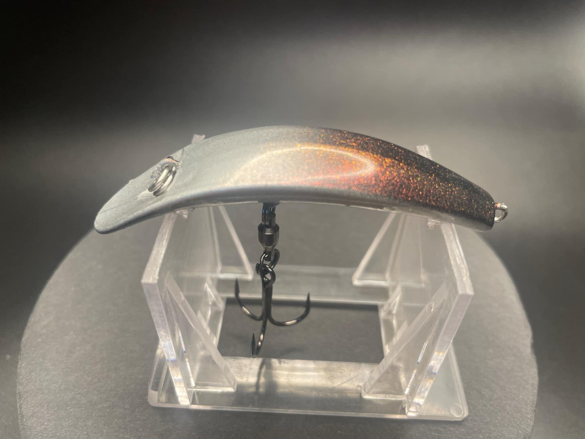 Disco Flash Swiftfish lure, silver glitter with lip and twin treble hooks