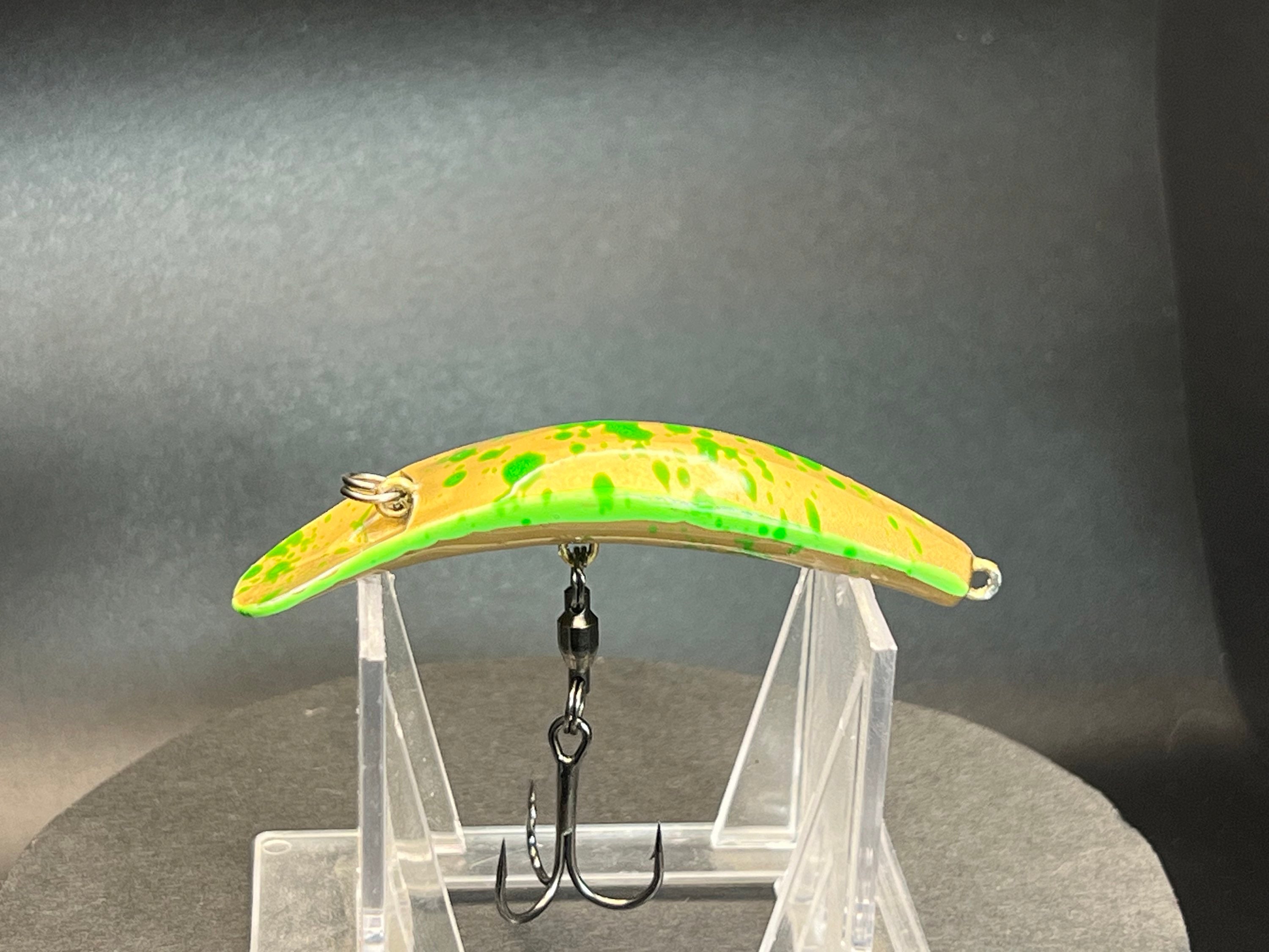 Keweenaw Copper UV Swiftfish Angellock grün-gelb gesprenkelt mit Metalllippe