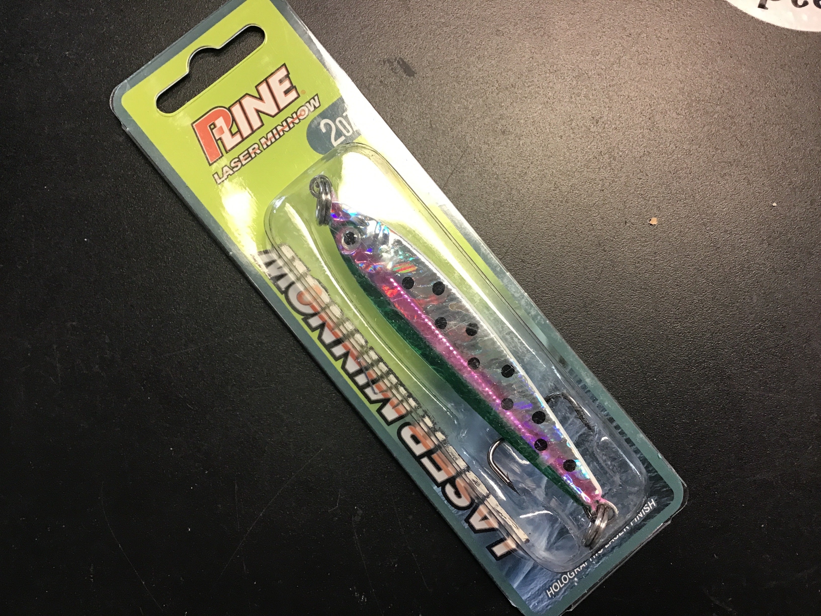 Holographic pink and blue jigging spoon with black top and chrome hook