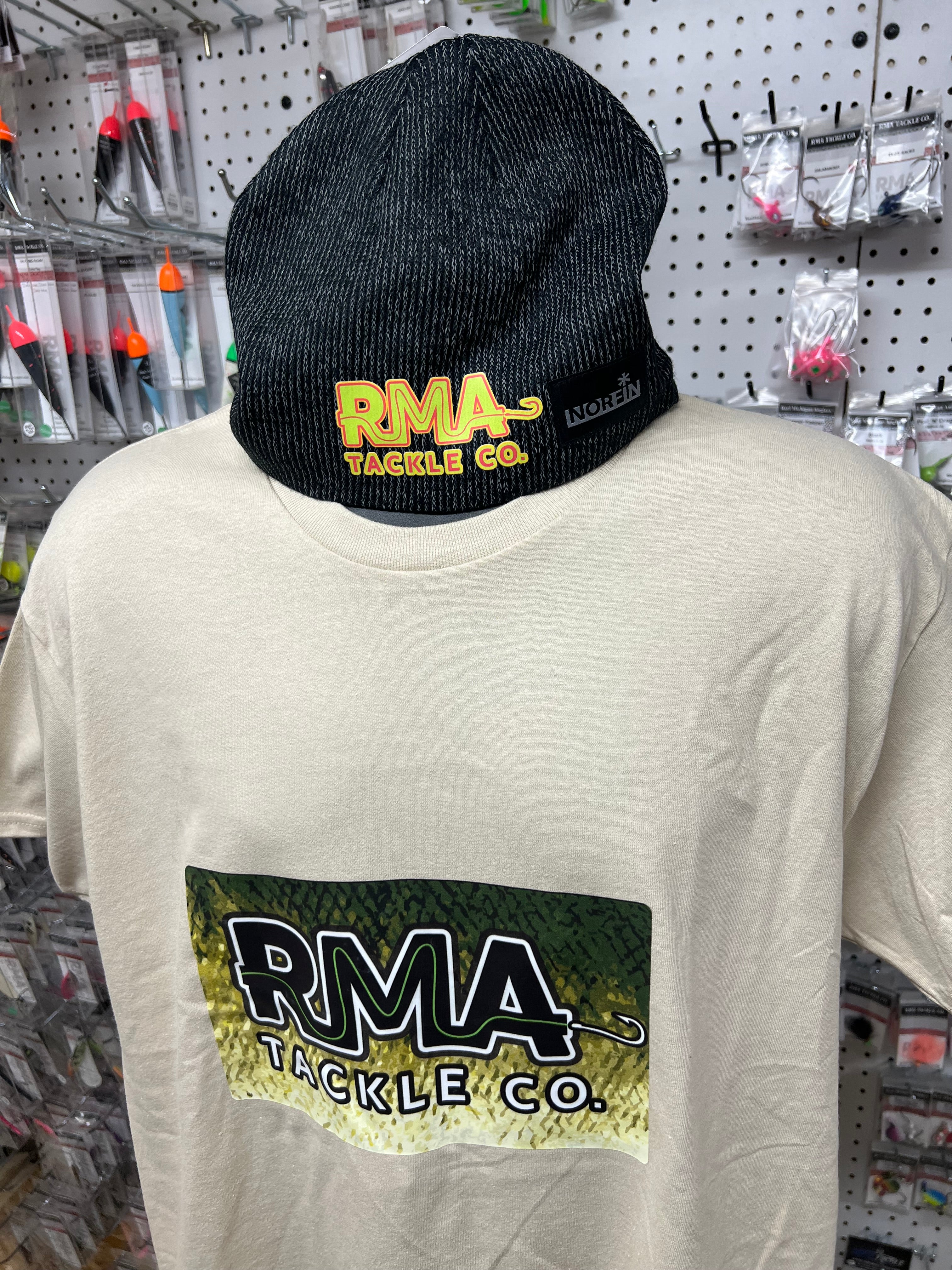 RMA Tackle Co. RMA beanie in dark knit with embroidered logo patch