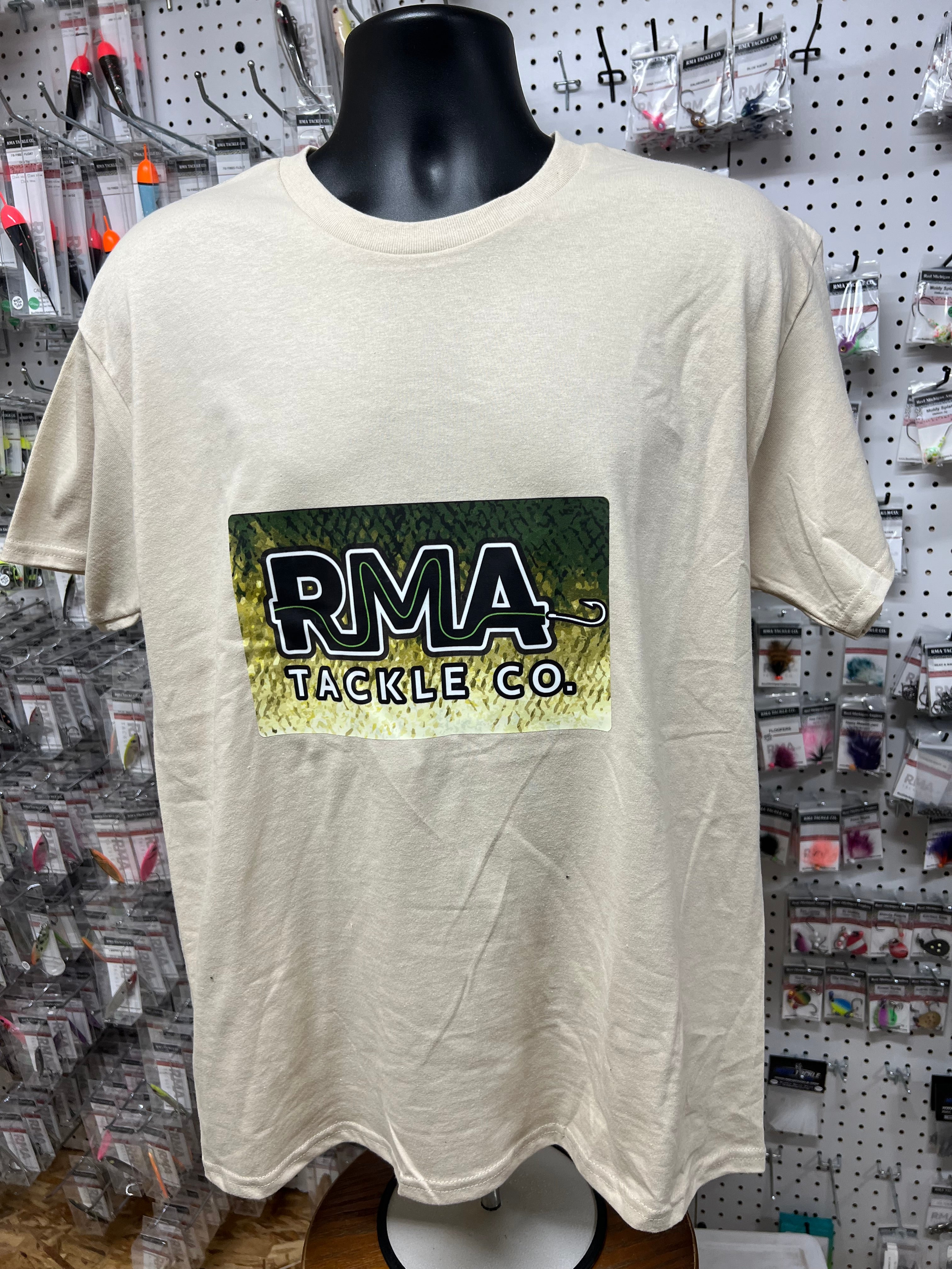 XL RMA T-shirt, light gray, front RMA Tackle Co logo print