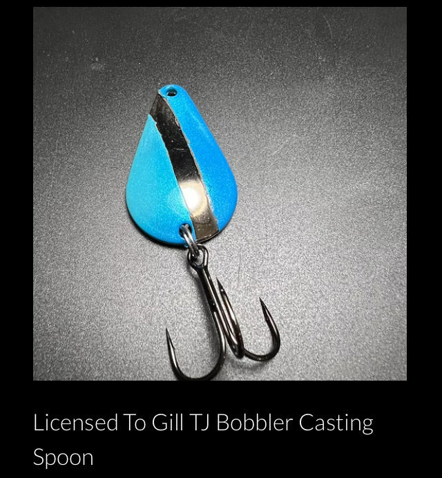 RMA casting spoon with glitter blue body and treble hooks