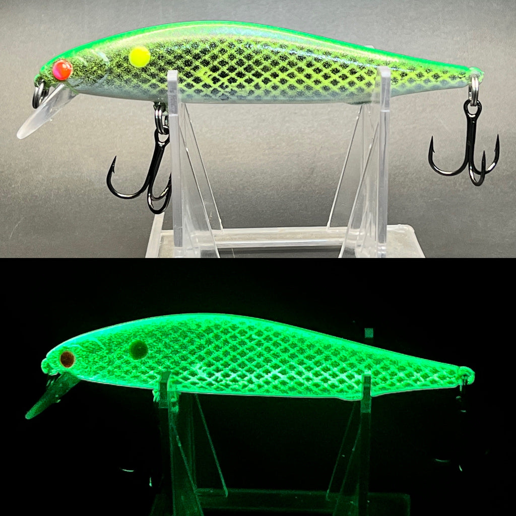 Fire Perch UV Super Glow Clickbait Series 4.25in 1/2 oz Jerkbait