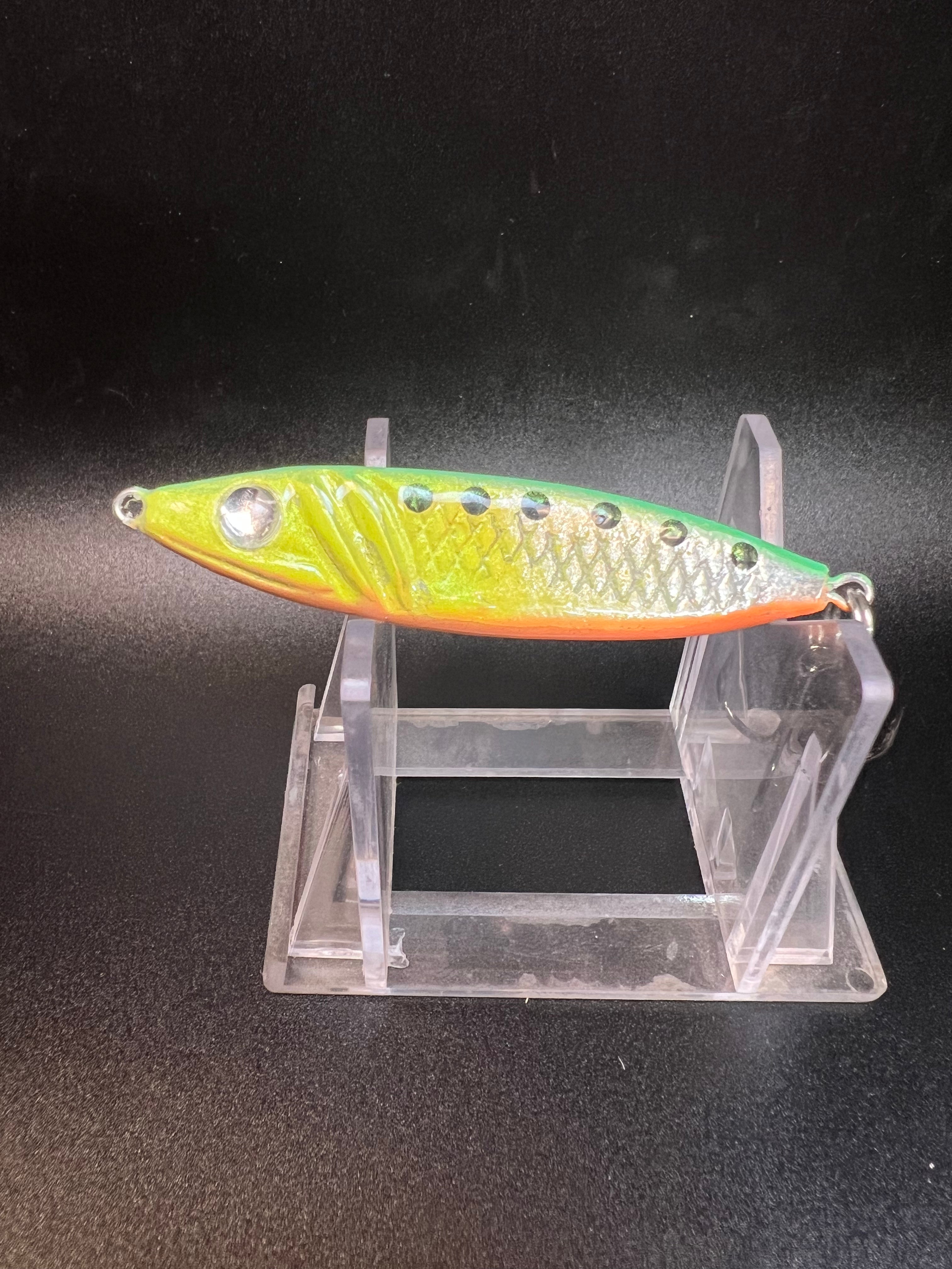 Jigging spoon Tiger Kang: chartreuse with silver-green highlights