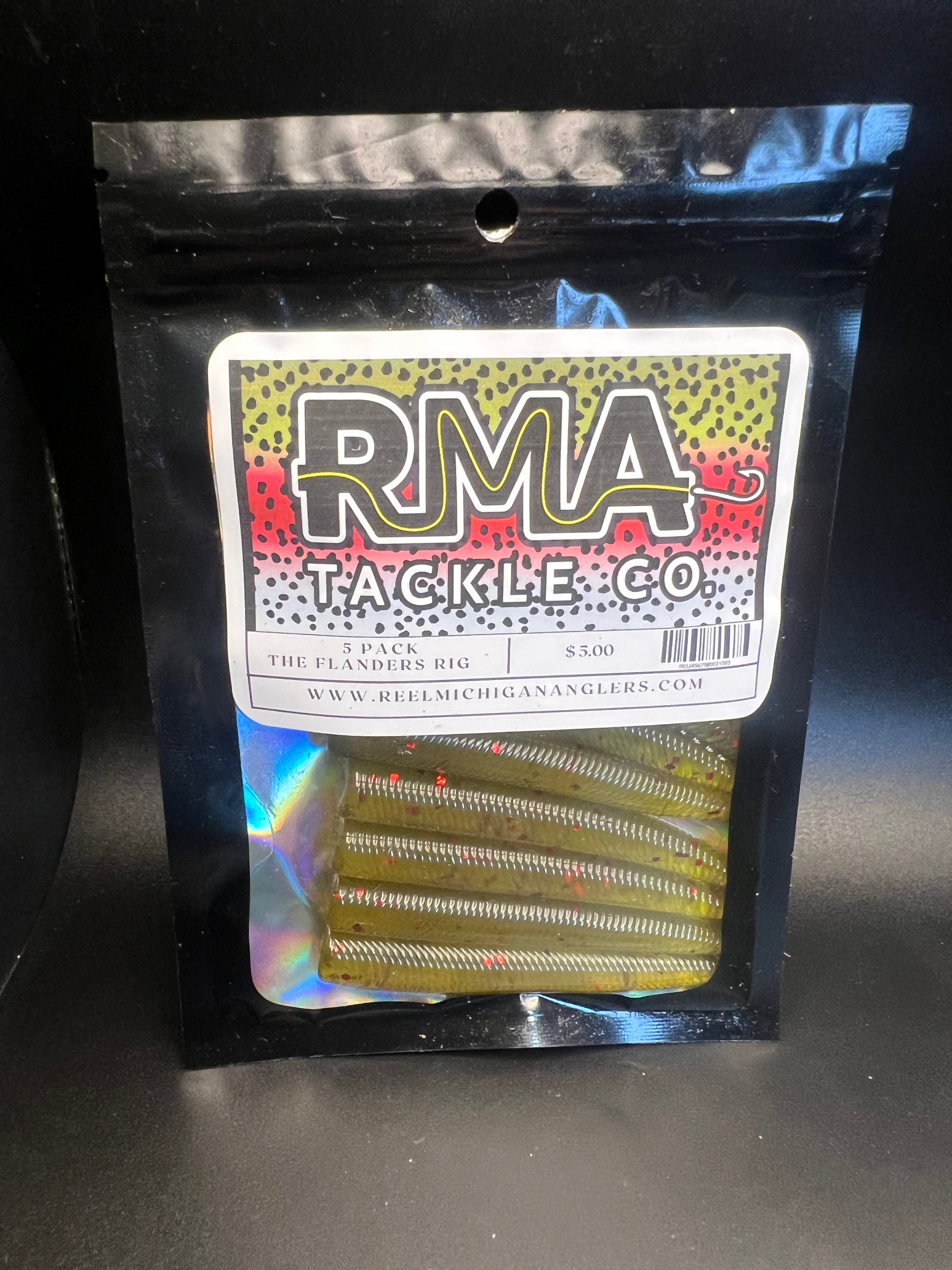 RMA Flanders Rig soft plastic ned worms, gold/olive speckled 5-pack