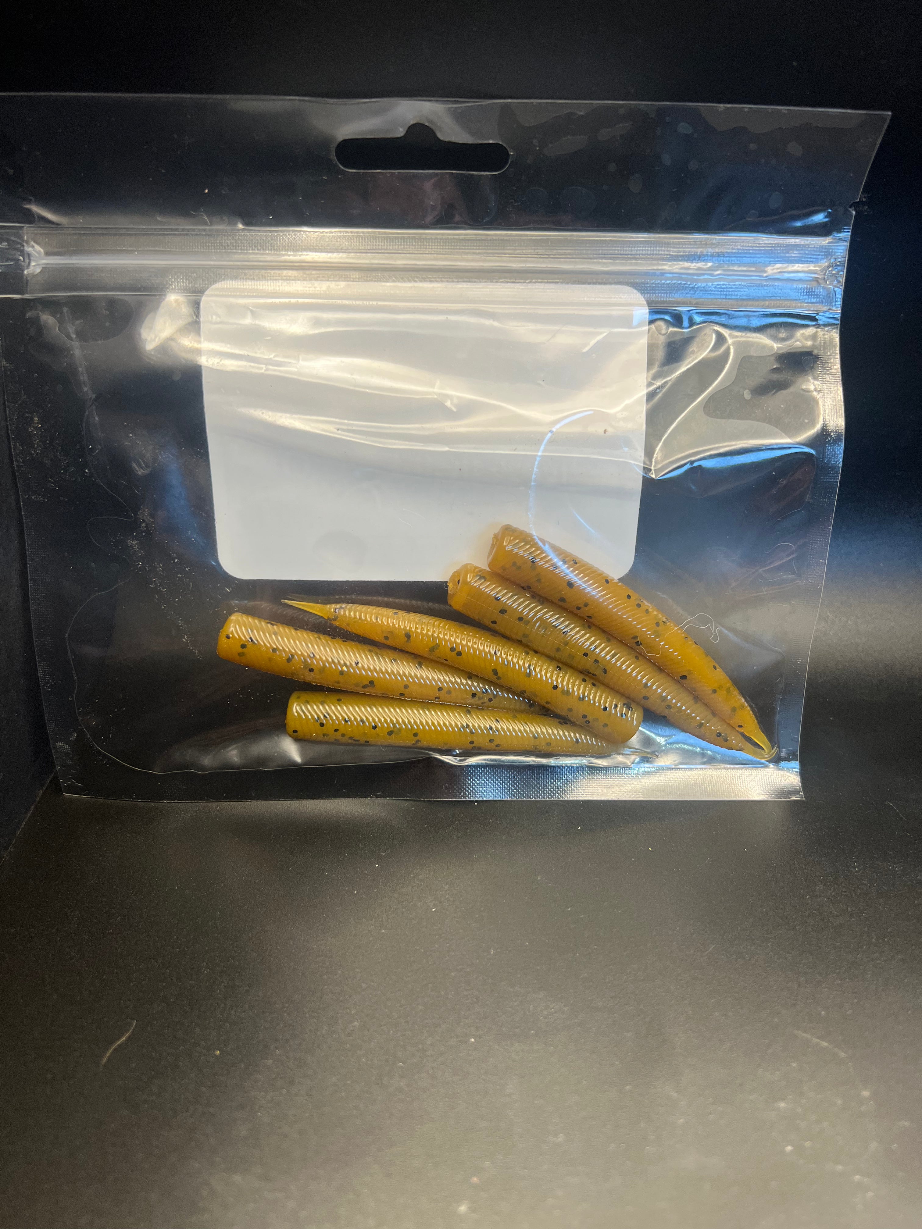RMA Flanders Rig soft plastic ned worms, golden yellow 5-pack in clear bag