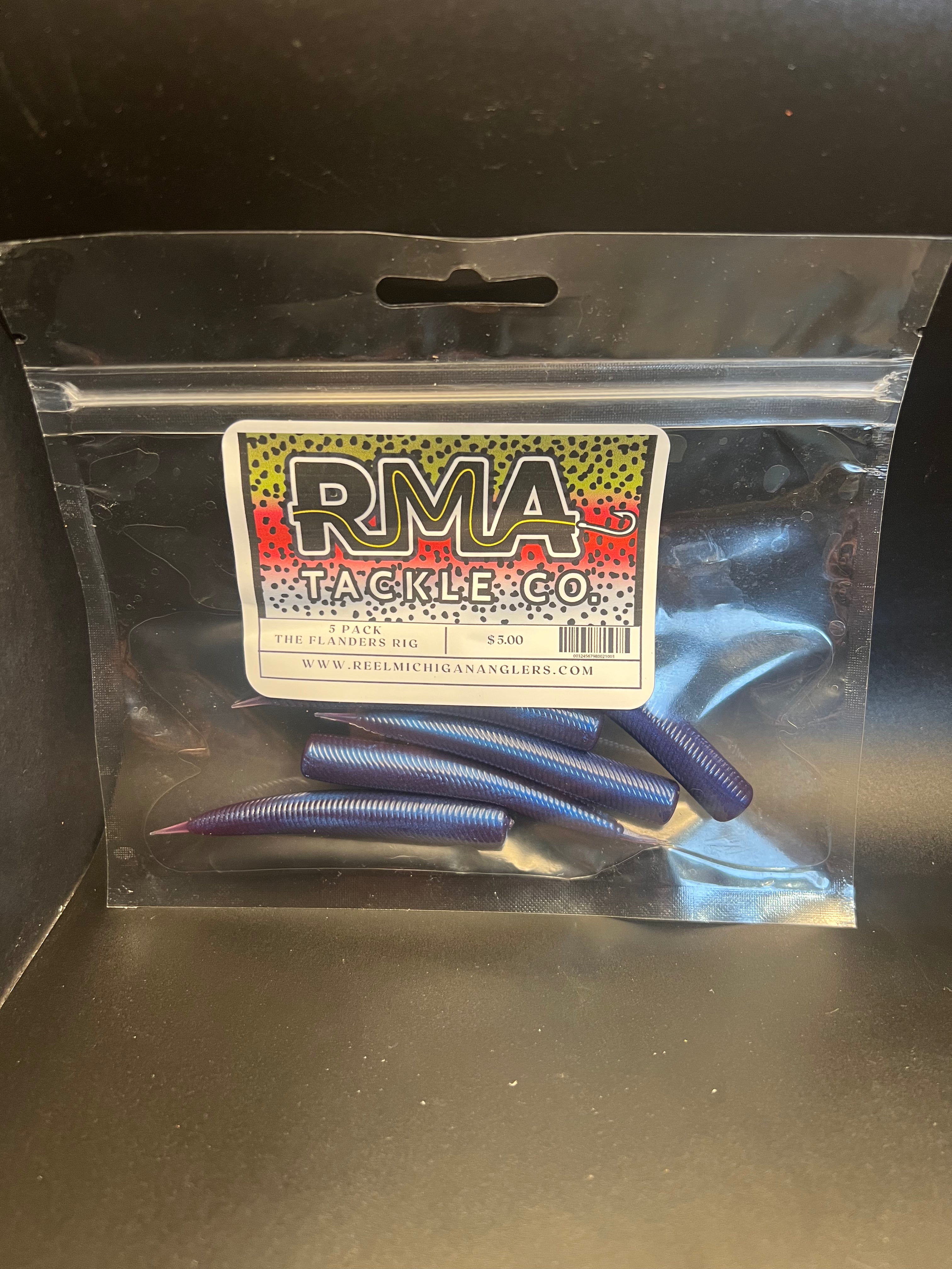 RMA Flanders Rig soft plastic ned worms, dark purple/blue 5-pack