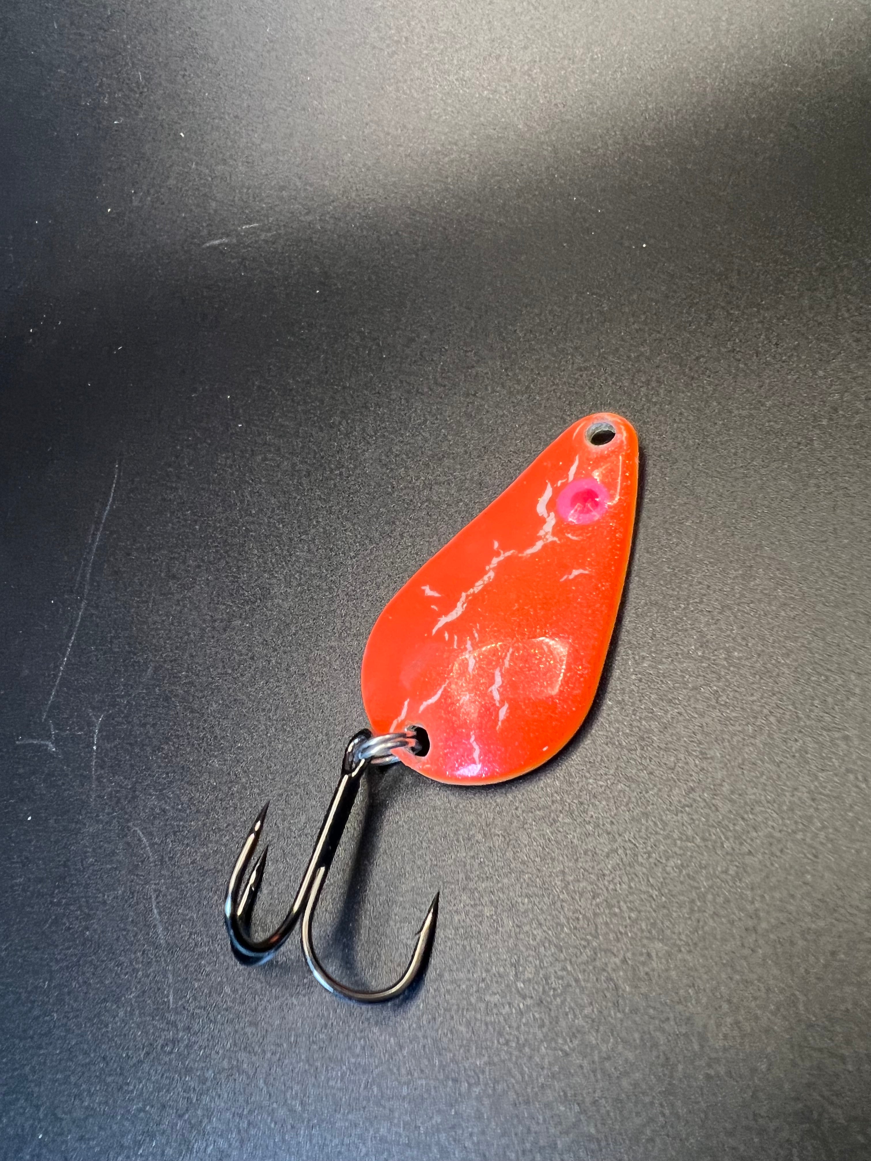 Super Glow TJ bobbler spoon lure, orange with treble hooks