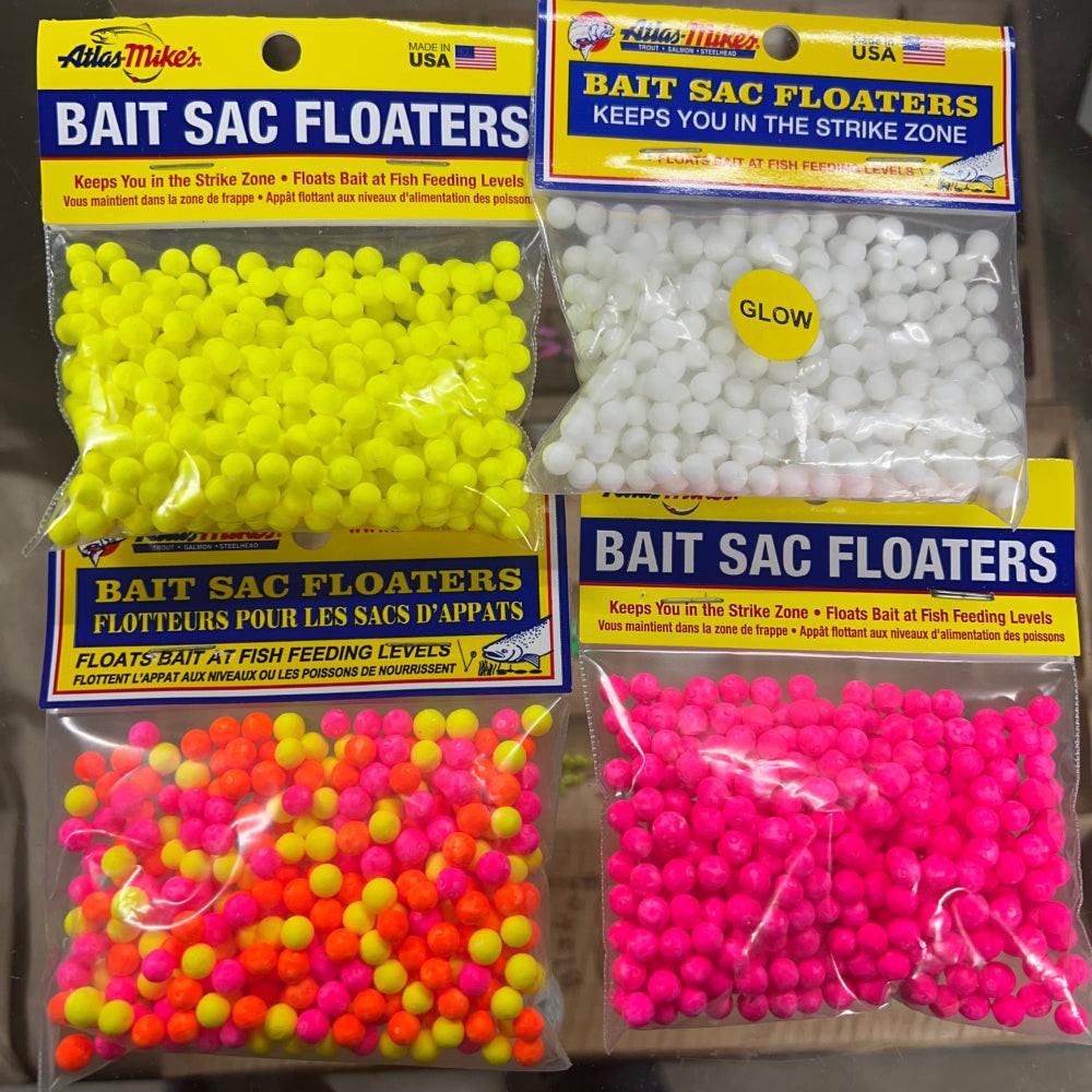 Bait sac floaters with multicolor buoyant beads
