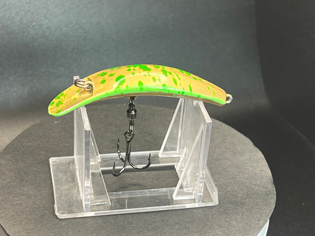 Keweenaw Copper UV Swiftfish crankbait grün-gelb gesprenkelt, Metalllippe, Drillinge