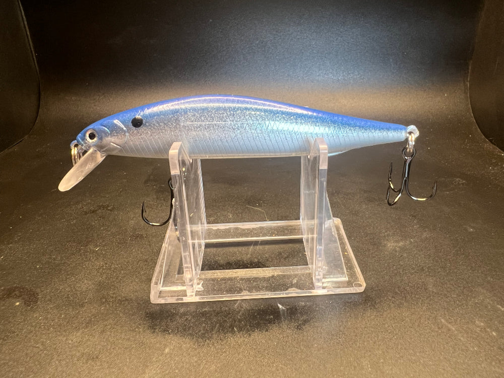 Blue Lagoon jerk bait 4.25in, light blue body, two treble hooks