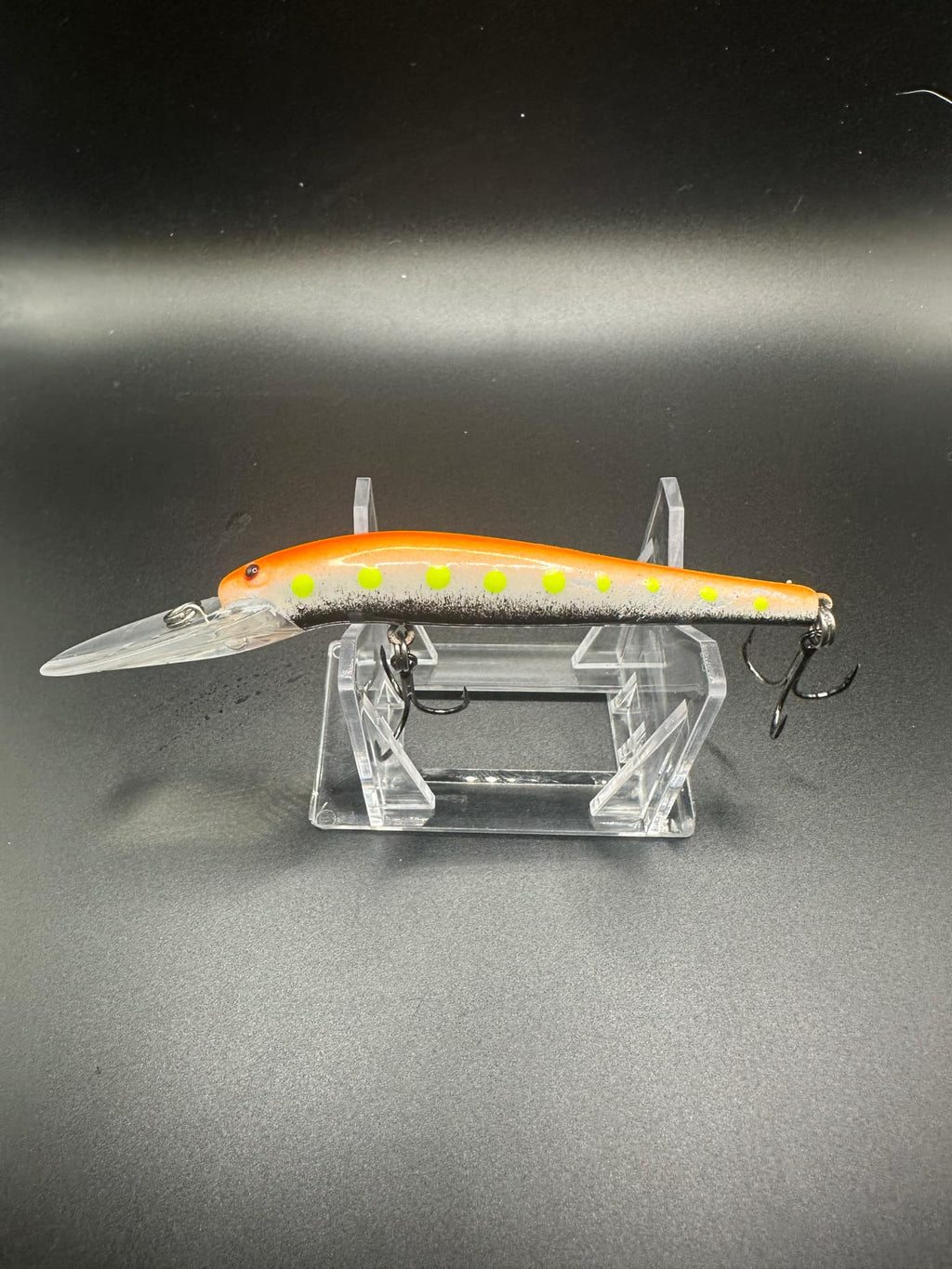 Pumpkin Spice Lightningstick fishing lure, orange body, 3X strong treble hooks
